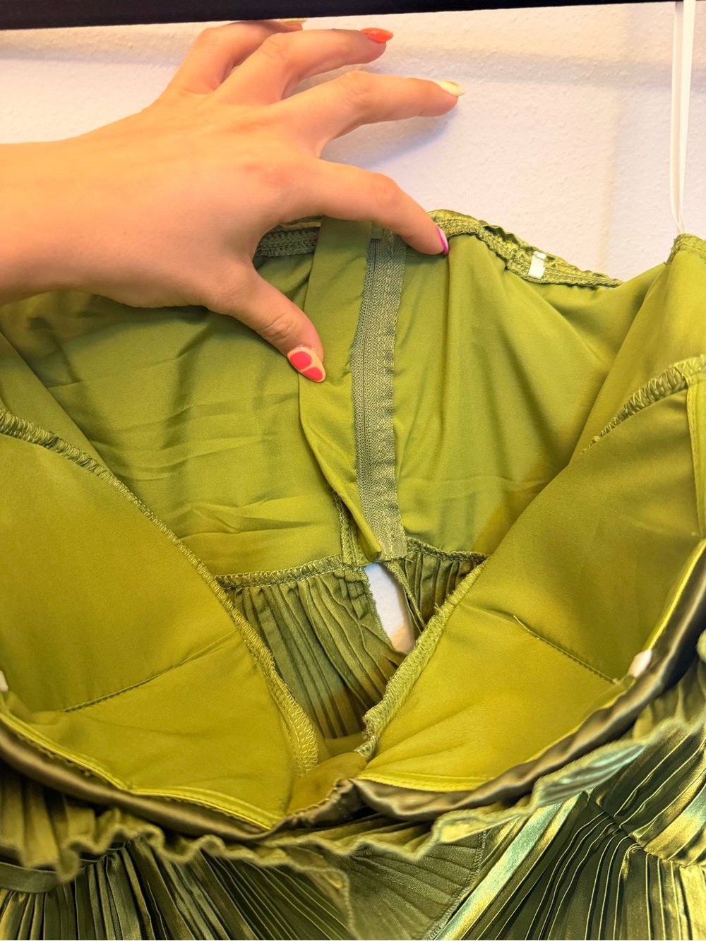 Green Pleated Sculptural Bustier Top - Picture 4 of 6